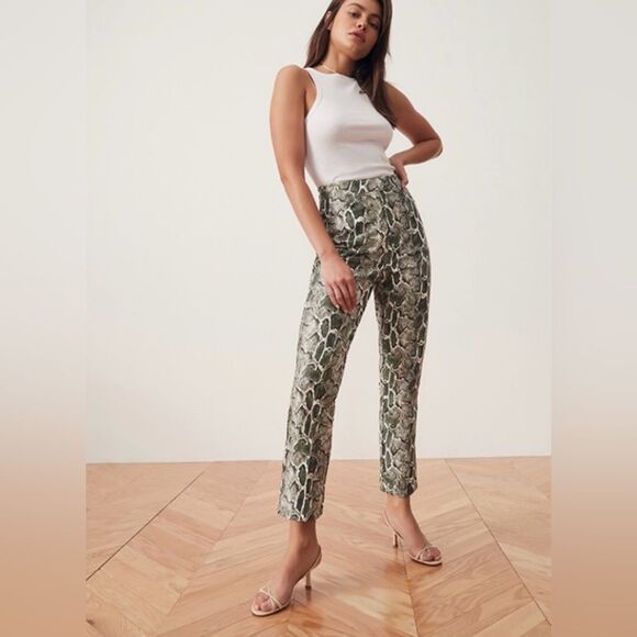 NWOT Song Of Style REVOLVE Maud Snake Print Faux Leather High Rise Pants - Picture 3 of 9